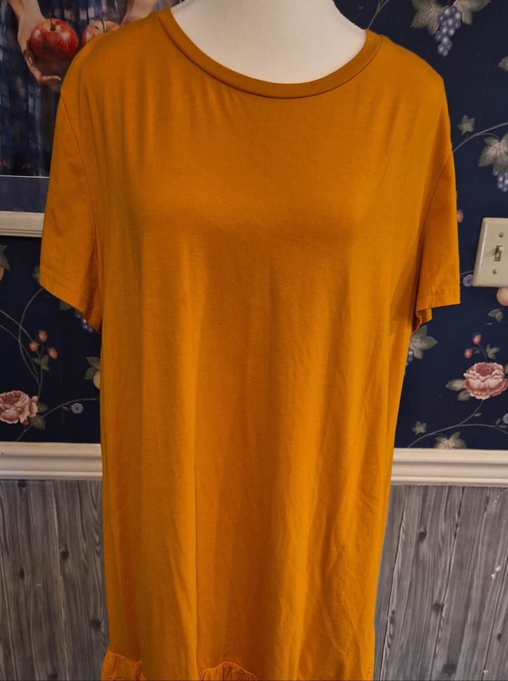 SHEIN Mustard Short Sleeve Midi Dress with Ruffle Hem
